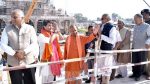 CM योगी व केंद्रीय मंत्री ज्योतिरादित्य सिंधिया ने निर्माणाधीन राम मंदिर व एयरपोर्ट का किया निरीक्षण